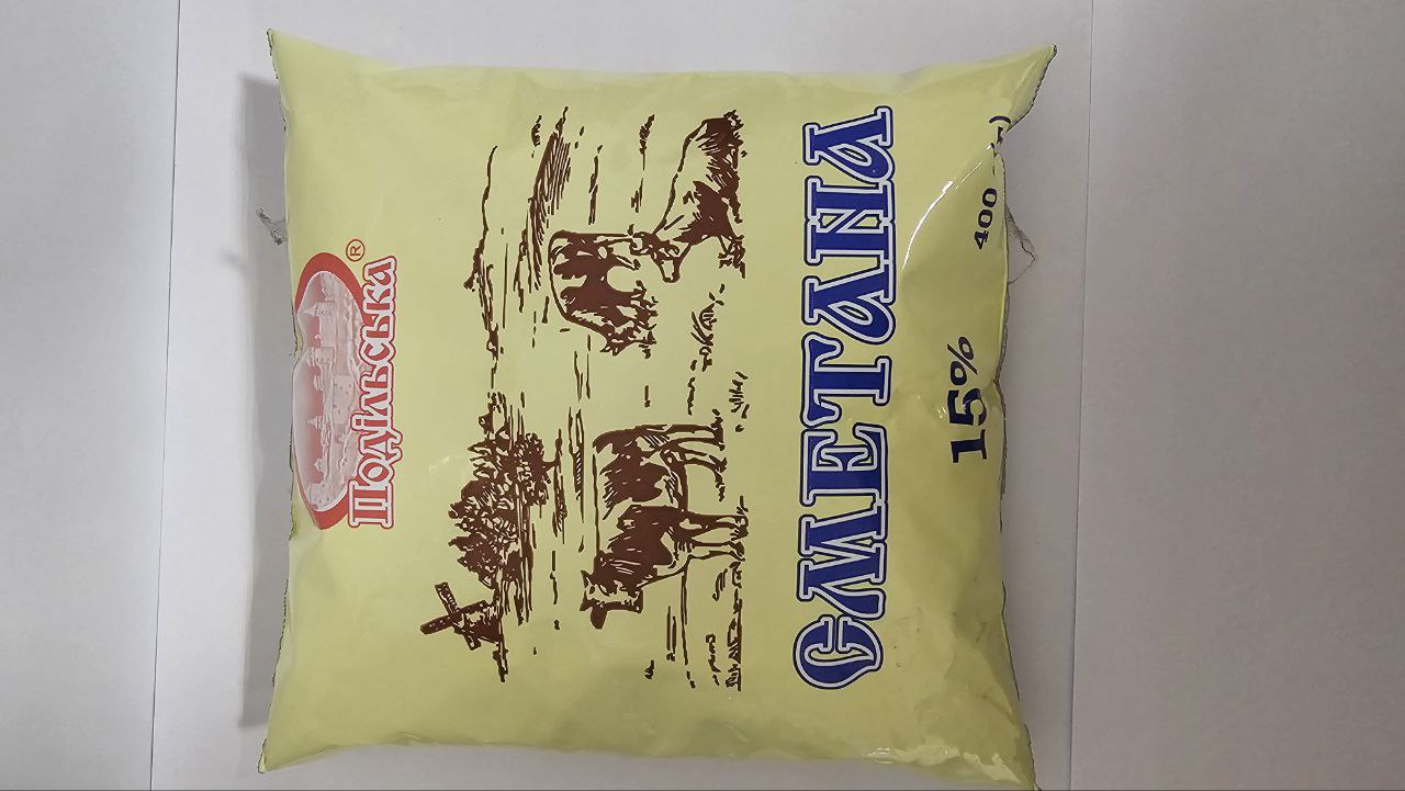 Сметана 15% жиру 400г ТМ Подільська